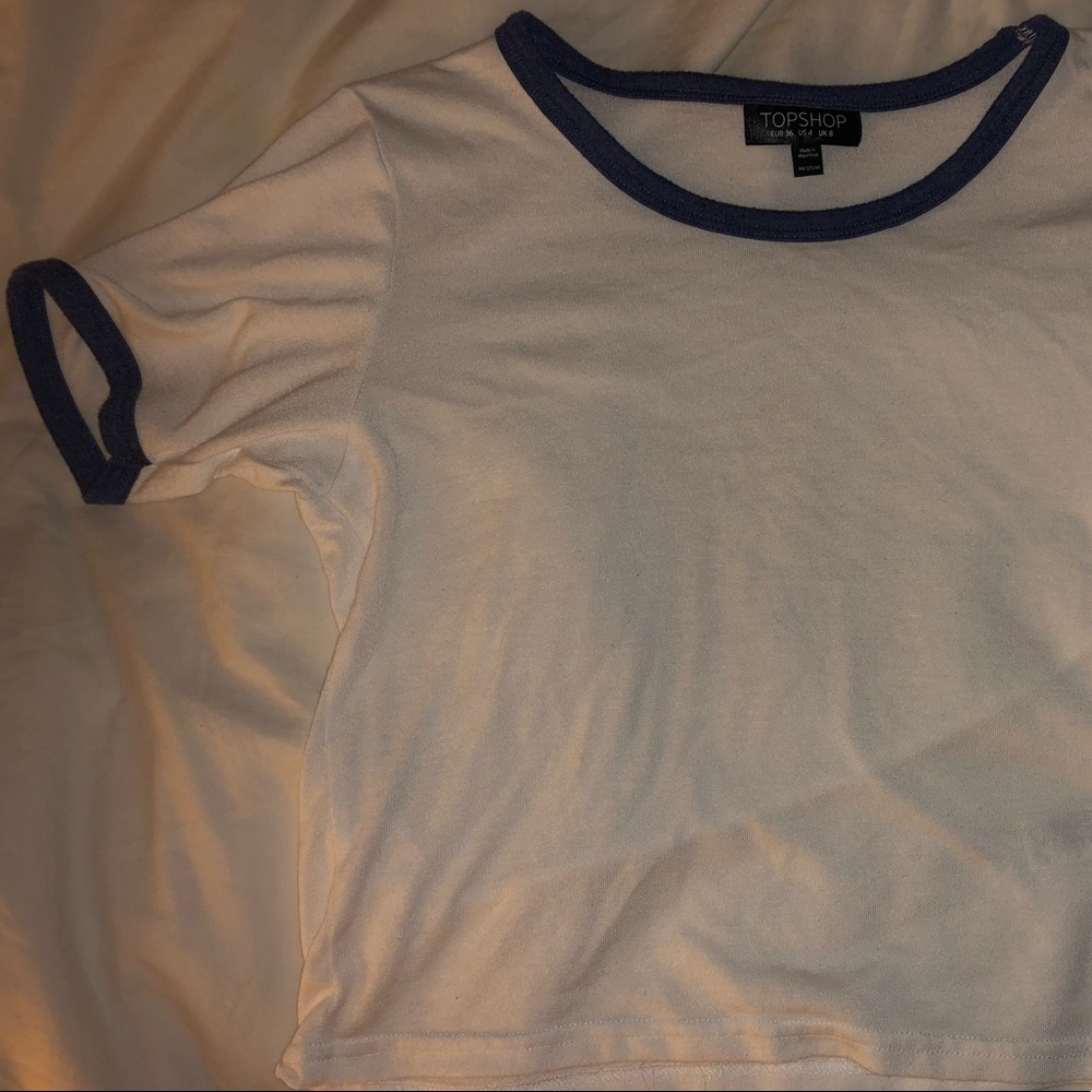White CropTop with Blue Lining